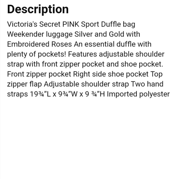 🆕RARE PINK VS XL ESSENTIAL ROSE🌹 WEEKEND DUFFLE - Picture 2 of 4